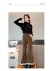 Girls' Micro-Flared Black Pants - Stylish & Warm for Autumn/Winter 2025