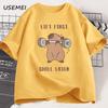 Capybara Gym T-Shirt Men Women Sports Weightlifting Tee Workout Fitness T Shirt Top Unisex Softstyle Loose Cotton Tshirt Clothes