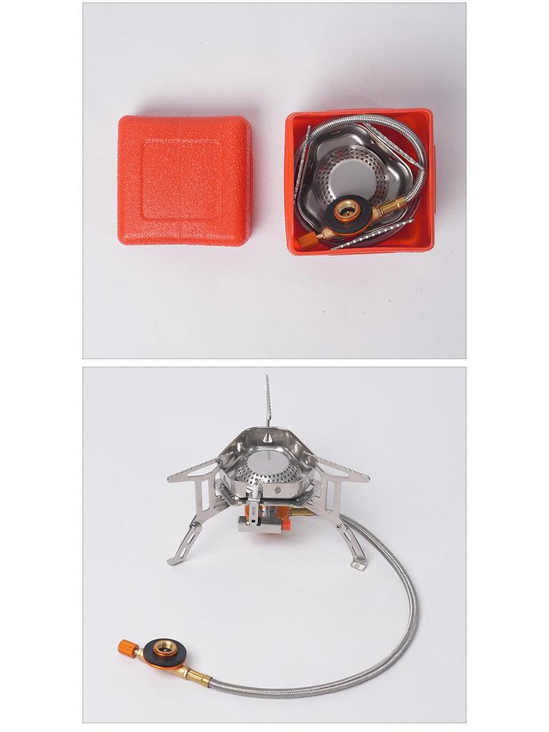 Portable Windproof High-Fire Mini Camping Gas Stove - Stainless Steel Foldable Design