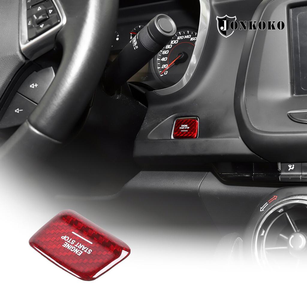 Red Real Carbon Fiber Engine Start/Stop Push Button Cover for 14-19 C7 Corvette