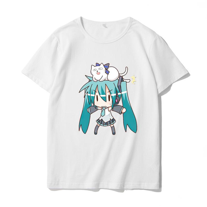 Hatsune Miku MIKU Co Branded Printed TShirt for Unisex and Unisex Anime Round Neck Summer Fashion Trend Short Sleeve