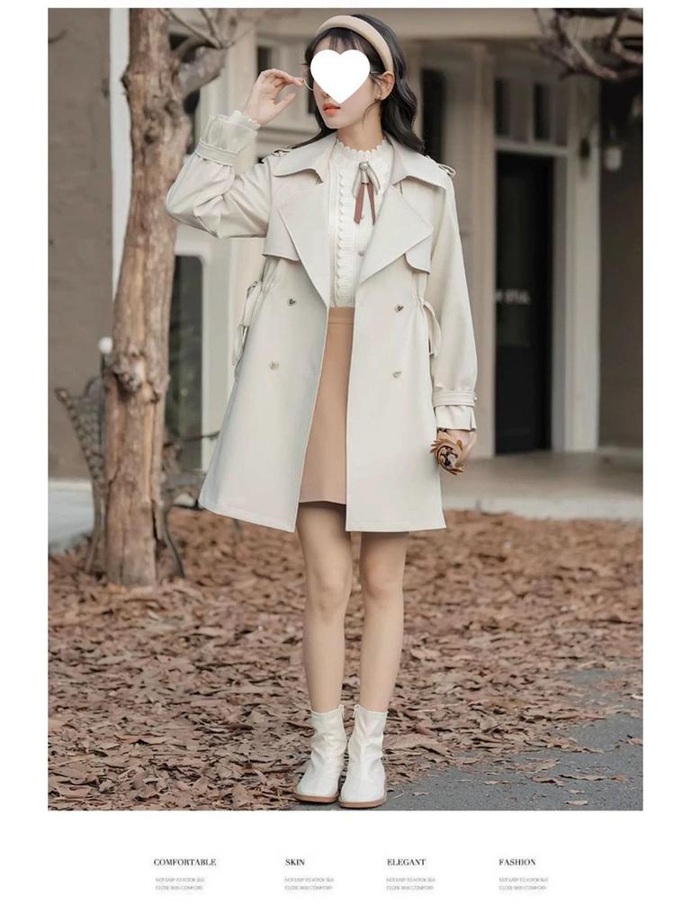 2025 Autumn Women's Petite French Trench Coat - British Style, Korean Version, Loose Fit