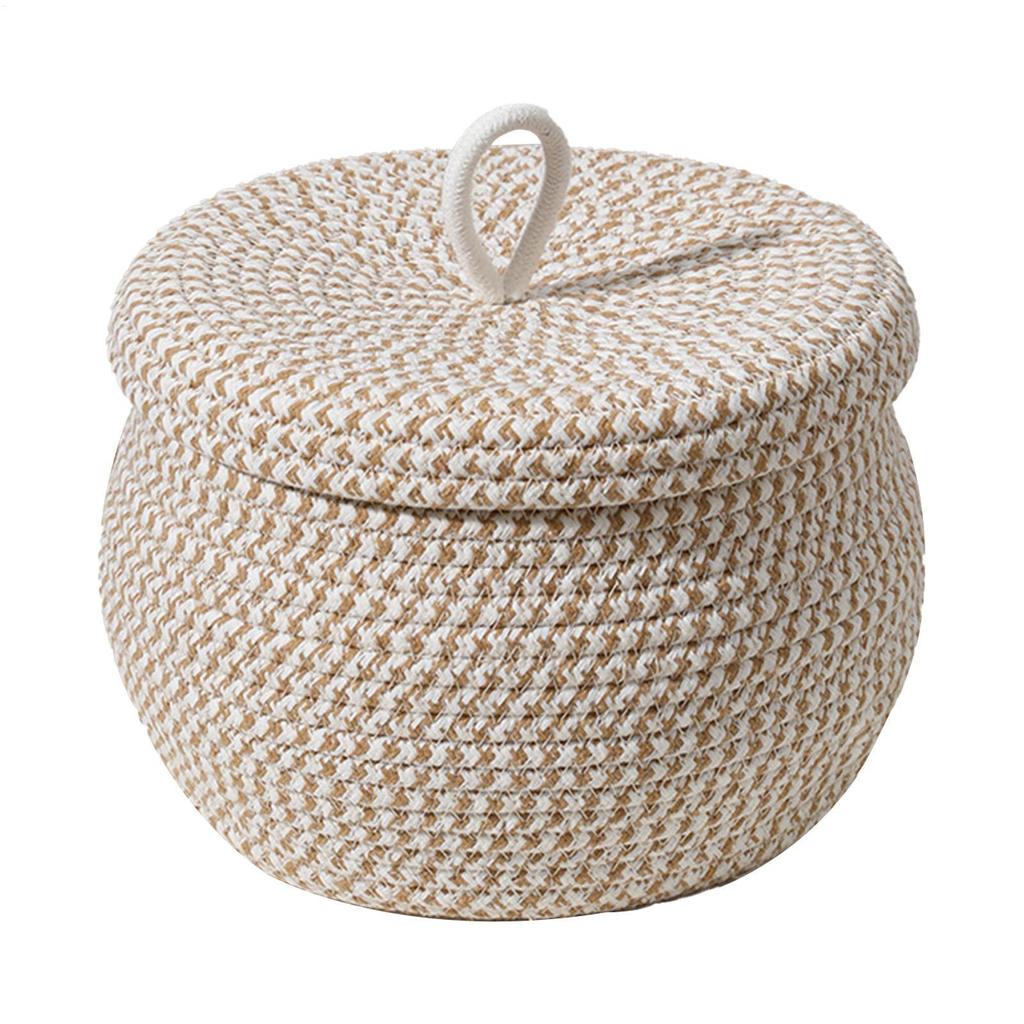 Cotton Rope Storage Baskets  With Lid Small Decorative Boxes For Ganization Baskets With Lids Woven Basket Desktop Organize
