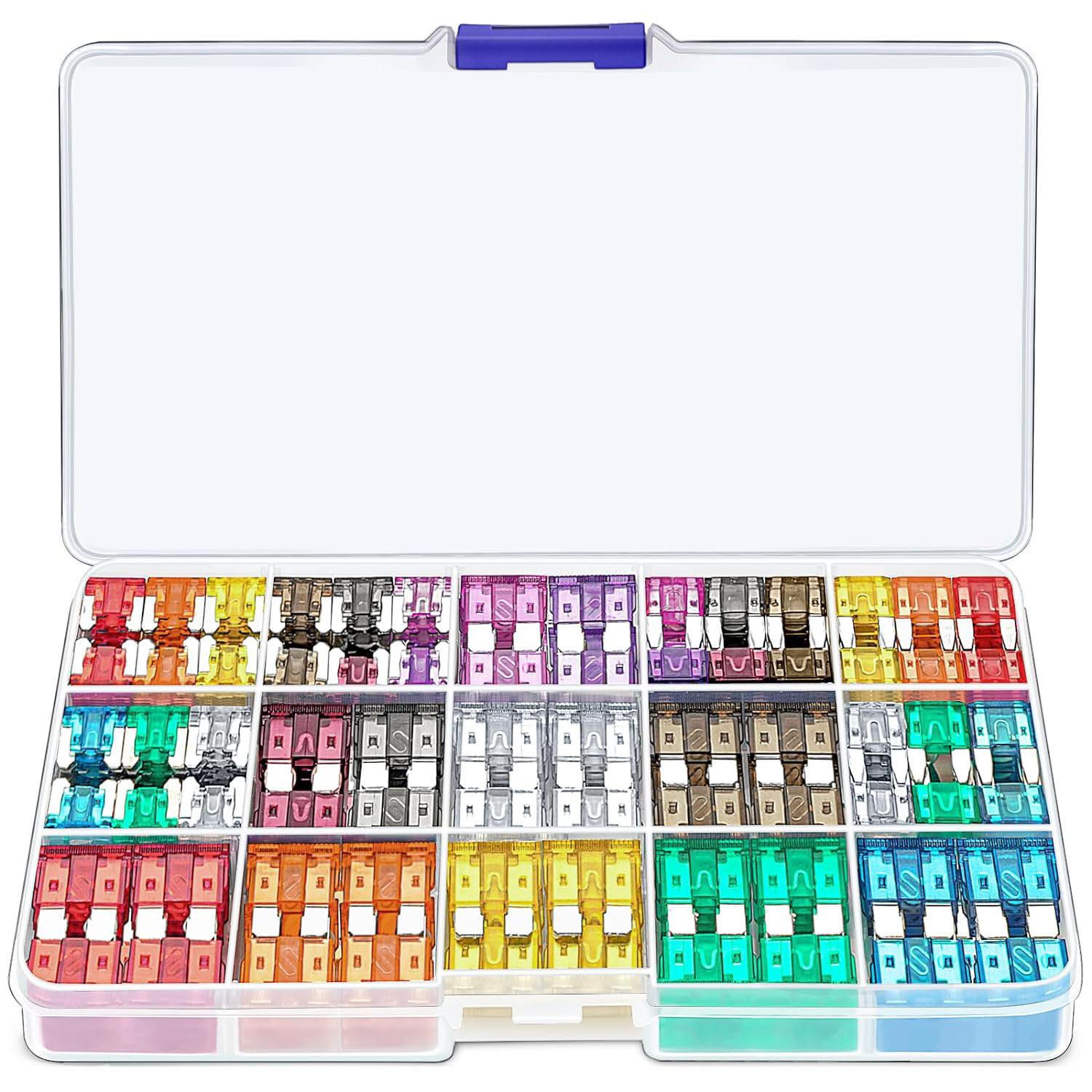 

Набір автомобільних запобіжників 180 шт. Міні/Стандарт/Мікро Цинкові лезові запобіжники з інструментом для виймання та коробкою для зберігання Type A