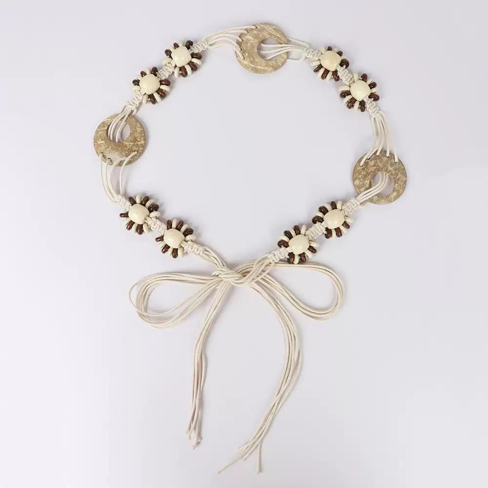 Bohemian Coconut Shell Accessories Decorative Waist Rope Women's Dress Waist Chain Retro Knitted Belt Belt