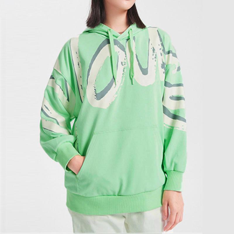Li-Ning Co-Branded Loose-Fit Pullover Hoodie Women Tops Light-Mint-Green AWDQ398-4