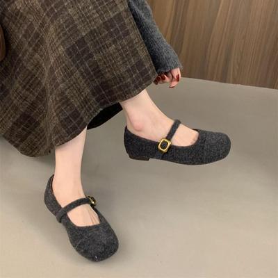 Hochwertige flauschige Schuhe für Damen, neue Herbst- und Winter-Retro-Temperament-Ballerinas