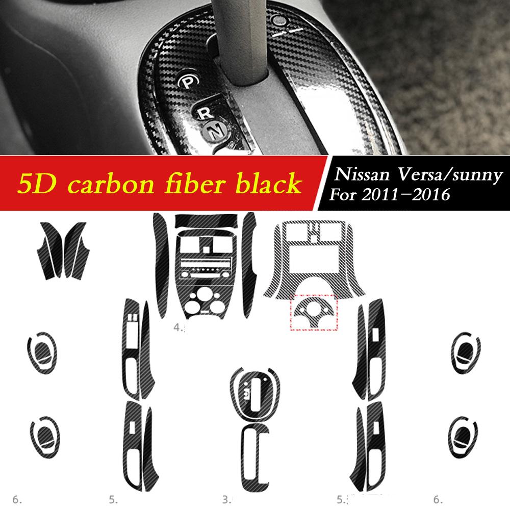 Car-Styling 3D/5D Carbon Fiber Car Interior Center Console Color Change Molding Sticker Decals For Nissan Versa Sunny 2011-2016