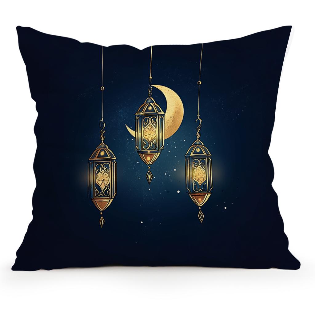 Ramadan Moon Lantern Decoration Pillowcase Bedroom Sofa Cushion Cover 100% Polyester Living Room Cushion Pillowcase Home Decor