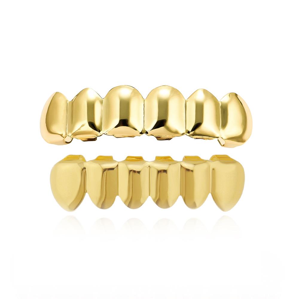 Gold Hip Hop Grillz for Men and Women - Smooth Tooth Decoration