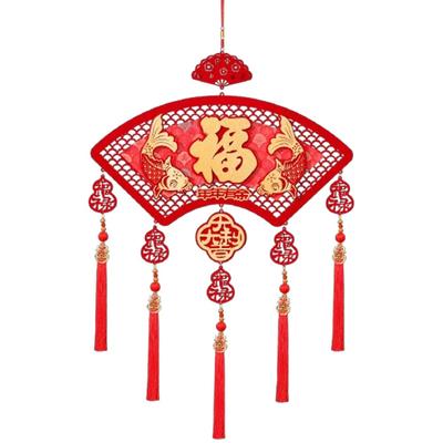 Chinese Style New Year Hanging Ornament with Tassels Handmade Fu Characte Pendants Blessing Traditional