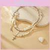 Unique Geometric Design Cross Pearl Necklace For Women With Stylish Charm