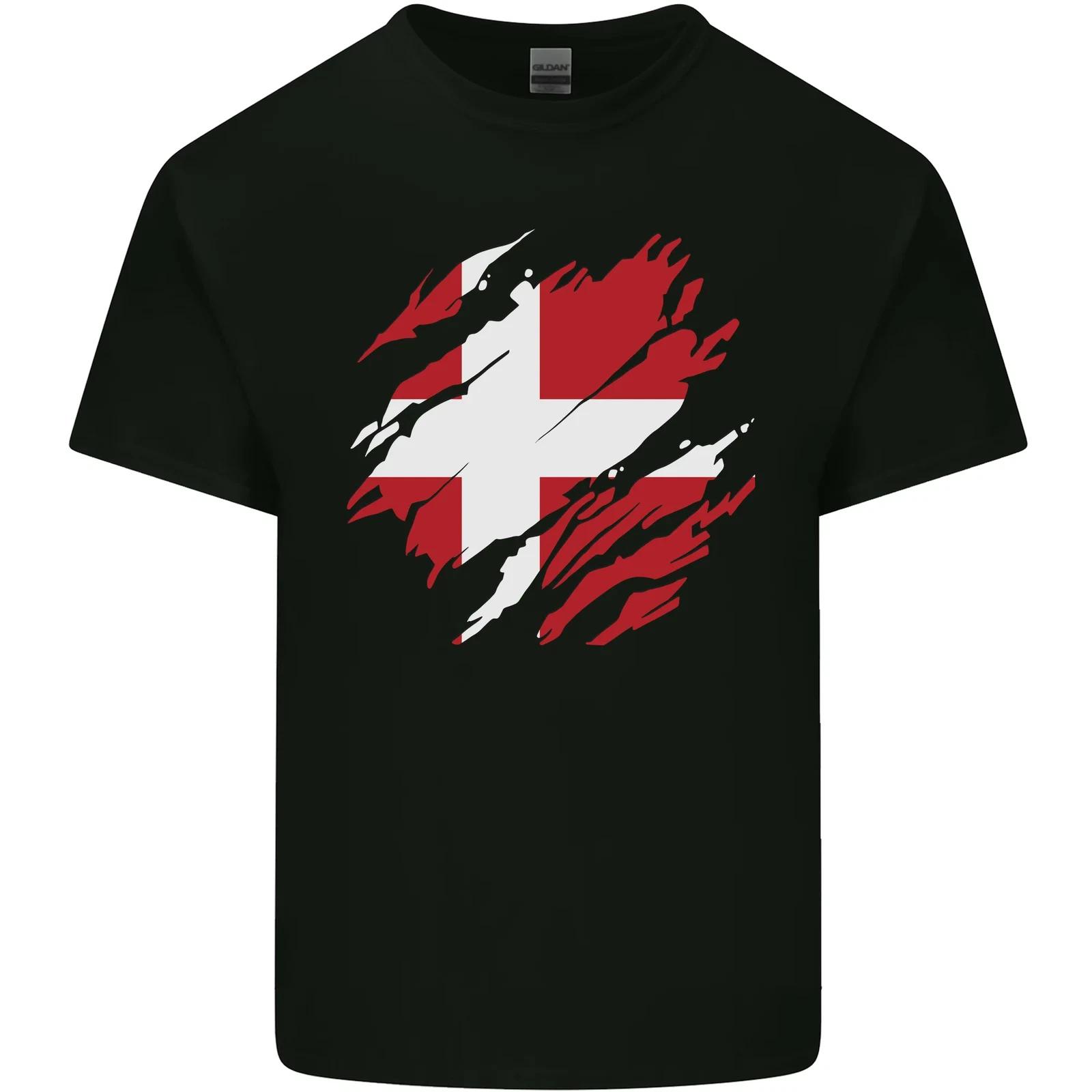Torn Denmark Flag Danish Day Football Kids T-Shirt Childrens S