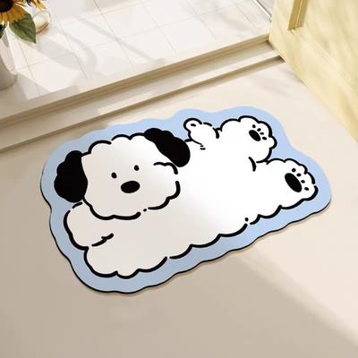 Cartoon Welpen Badezimmer Wasserabsorptionspad Haushalt Eingangstür Imitation Diatomeenerde Fußmatte Badezimmertür Rutschfeste Fußmatte