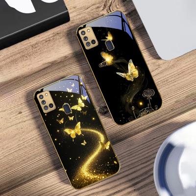 Draaiend gouden licht Voor Samsung A 31 32 A33 A34 35 14 A15 13 16 25 26 50 52 53 54 55 56 70 71 72 73 Gouden glazen telefoonhoes