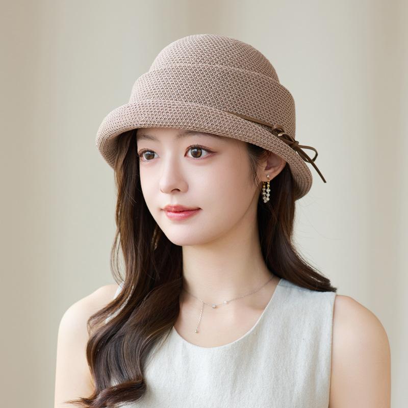 Women'S Knitted Basin Hat, Summer Sunscreen Visor, Small Face, Fashionable Versatile Bucket Hat, Elegant And Advanced