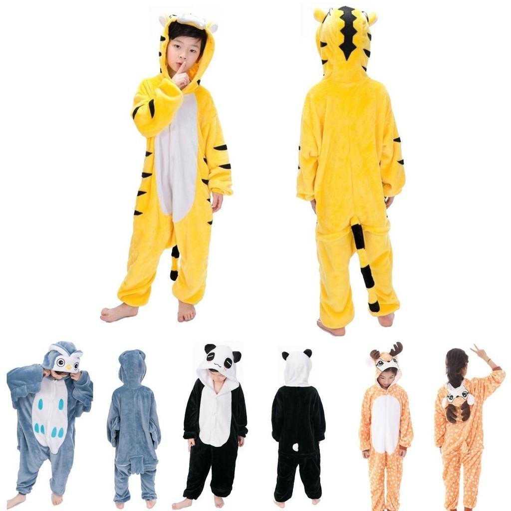 Adorable Animal Flannel Pyjamas For Kids Featuring Cozy Onesie Sleepwear With Pockets