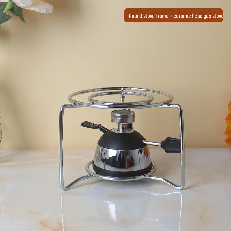 Metal Coffee Pot Stove Rack with Alcohol Lamp – Round Moka Rack for Teapot or Flower Holder