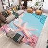 Tapete 3D Estéreo com Tema Oceânico para Sala de Estar Design Estilo Praia Decoração de Casa Interna Tapete de Área Grande Capacho para Casa Costeira