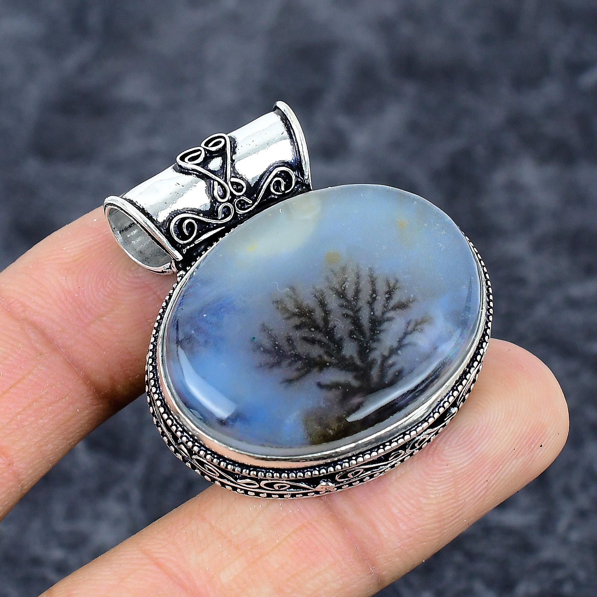 

Dendrite Opal Gemstone Handmade 925 Sterling Silver Jewelry Pendant 1.58 M-3280
