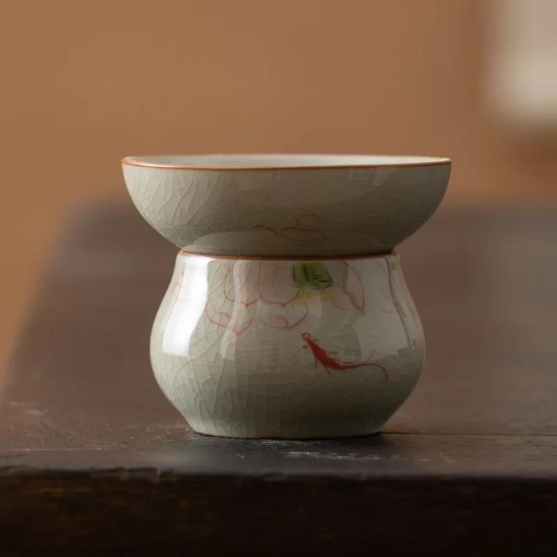 Keramisk Håndmalt Tesil Geyao Tefilter Vintage Lotus Tesil Kung Fu Tesett Tilbehør for Hjemmekontor