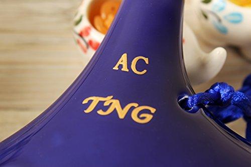 TNG Ocarina, Single [12-Hole / Alto / Blue], Premium C Key, AC (Includes Fingering Chart), Glazed Finish, Blue, for Wind Instruments