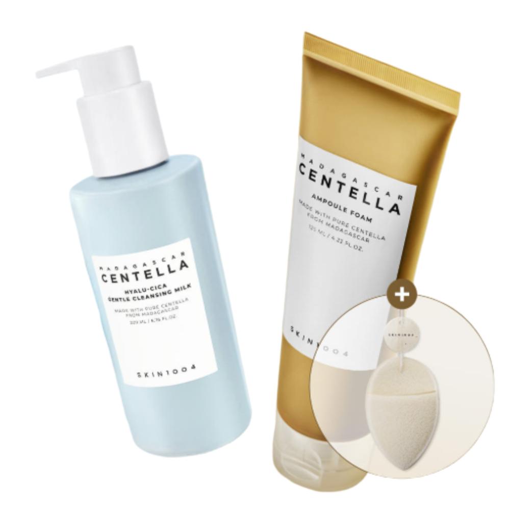 

SKIN1004 Hyalu-Cica Нежное очищающее молочко 200 мл + Пенка-ампула с центеллой 125 мл + Очищающий спонж