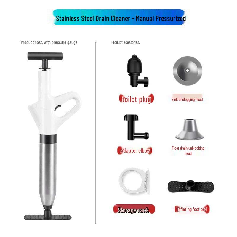 Tiger Walk Stainless Steel Toilet and Drain Plunger English Packaging