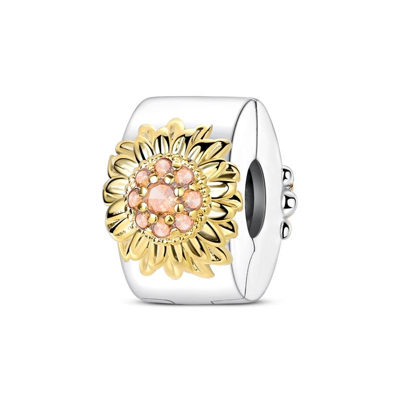 New Stylecopper Sunflower And Rose Charm Beads Suitable For Original Pan Women'S Bracelet Di Souvenir Customization