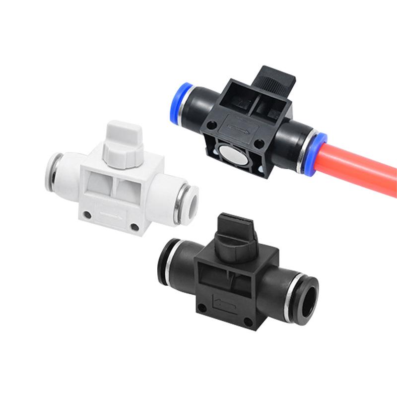 Pneumatic Air Hose Quick Connector with Bleed Valve Switch (HVFF-4/6/8/10/12mm) - White