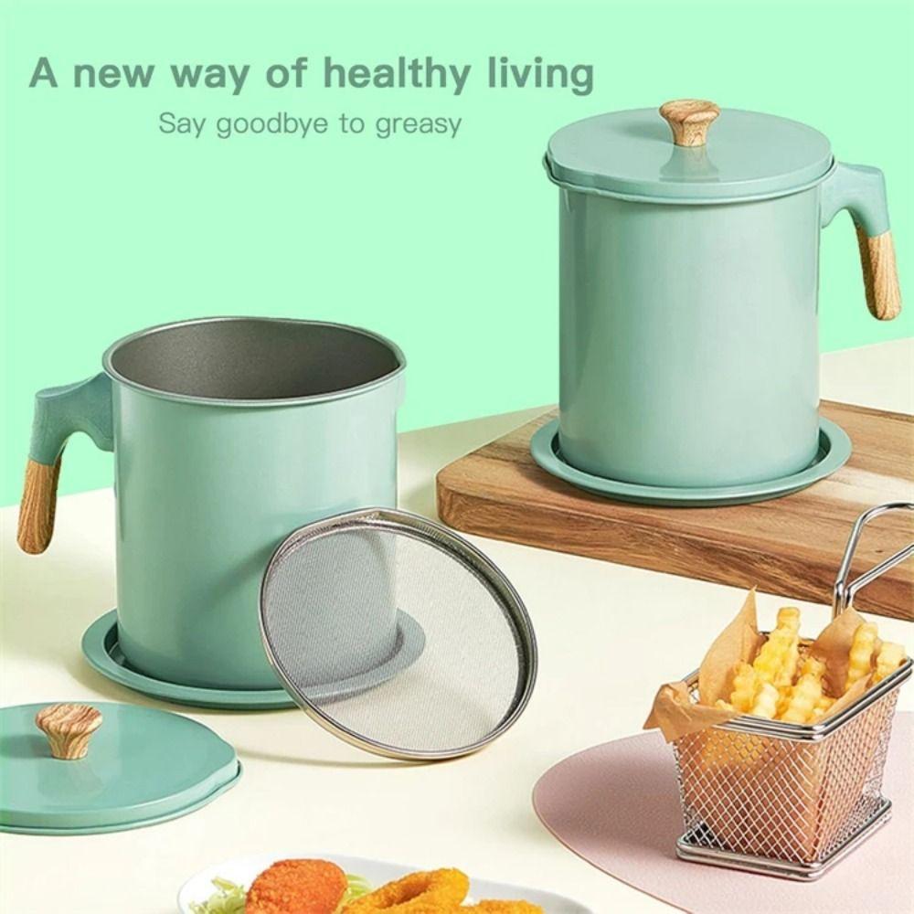Large Capacity Bacon Grease Container BPA-Free Grease Separator Oil Filter Pot  Frying Essential