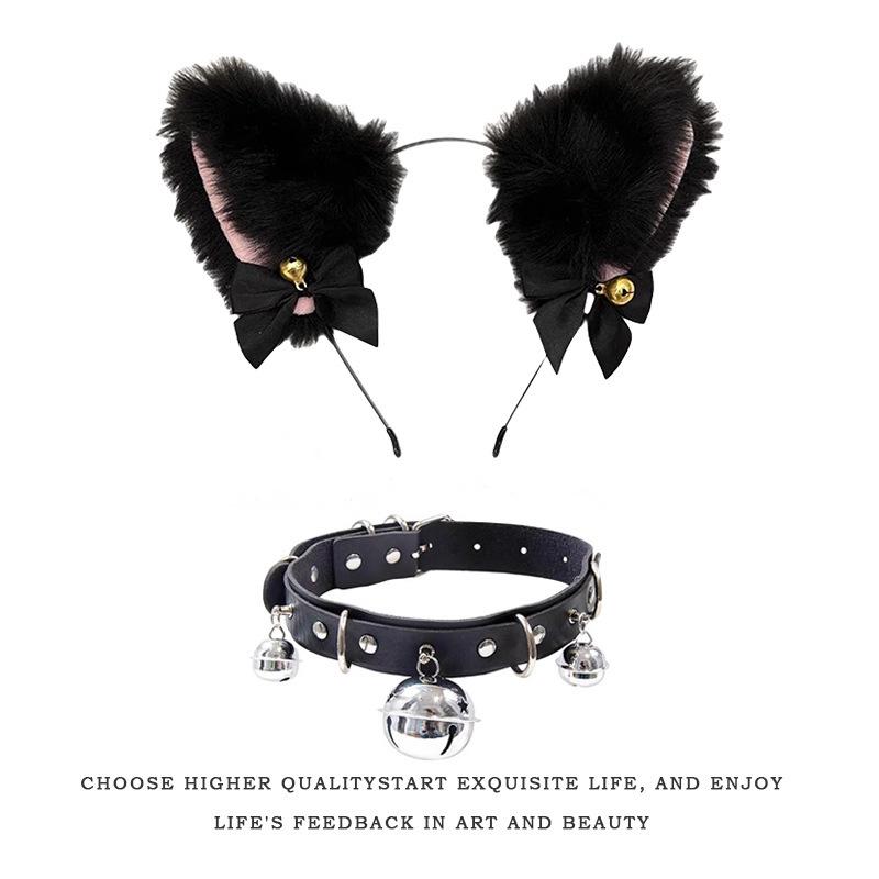 Handmade Cat Ears & Tail Set: Cute Cosplay Hair Accessories for Catgirl