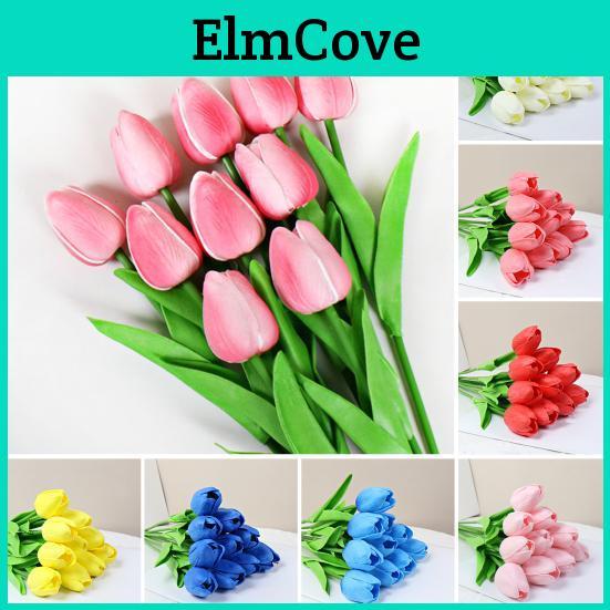 10pcs Artificial Tulip Flower Home Office Party Realistic Fake Flower Branch Table Centerpiece Decoration Mothers