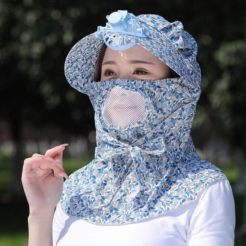 With Electric Fan Face Hood Hat Breathable Sunscreen Hat New Fan Camping Hat  Outdoor