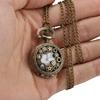 Orologio da tasca moda retrò per uomo donna, bronzo, quarzo, lega, cassa cava con ingranaggi scolpiti, con catena