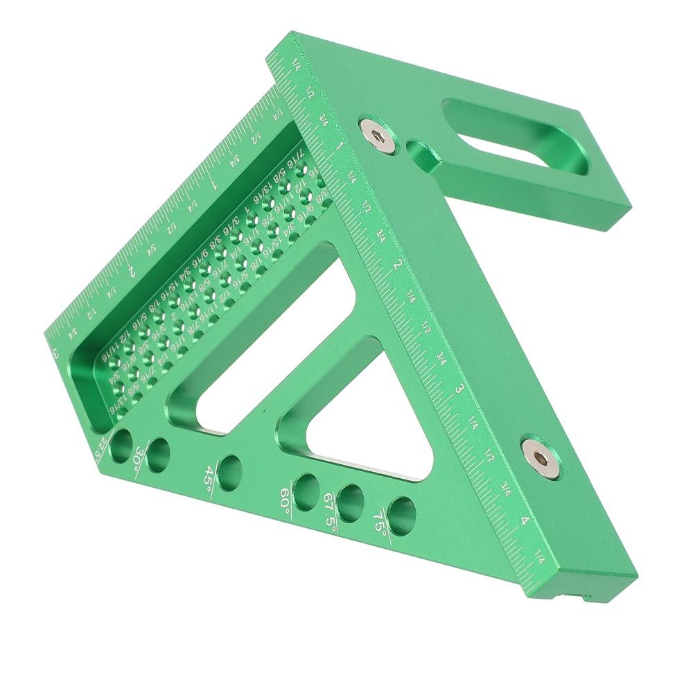 6pcs Green 3D Carpenter Square Aluminum Alloy Layout Measuring Tool Woodworking