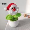 Christmas Atmosphere Home Decor Hand Crochet Potted Tree, Creative Knitted Plant, Mini Handcrafted Holiday Desktop Ornaments Cute Decorations,