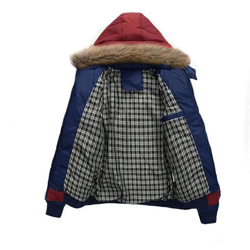 Large Fur Collar Down Jacket Winter Men's Cotton Padded Jacket Thick Warm Coat Slim Casual Men's Jacket