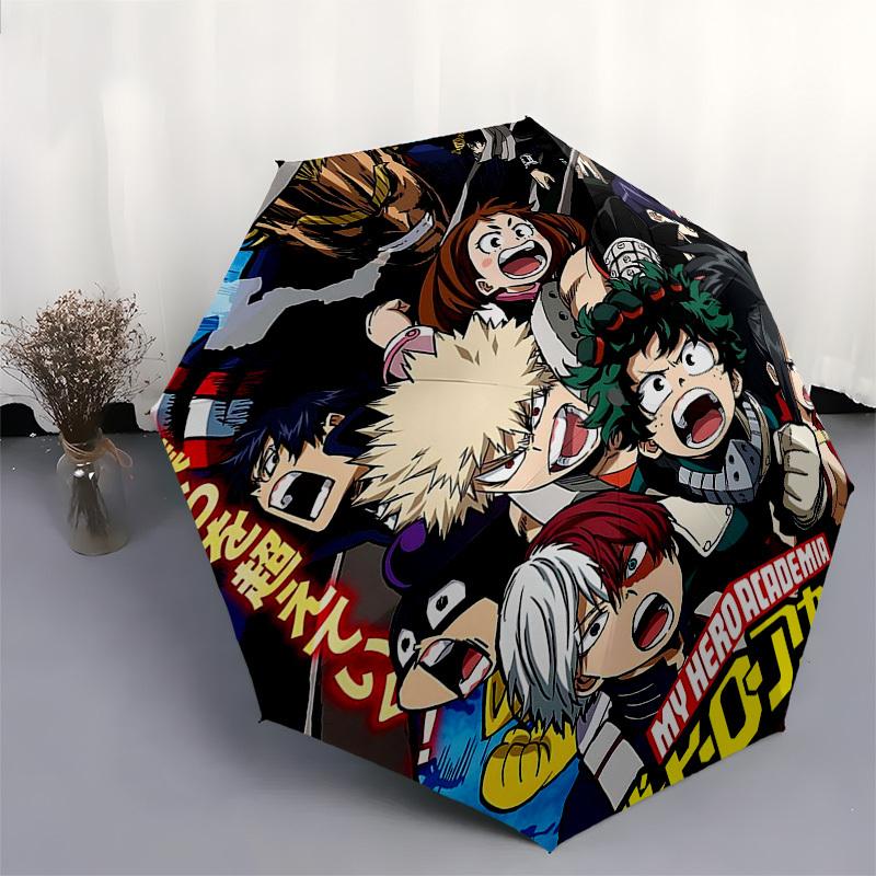 1pc My Hero Academia Automatic Opening Folding Umbrella with 3-Fold Design, 8-Bone Iron Frame Outdoor for Fans, Travelers, Daily Use, and Festive Gift