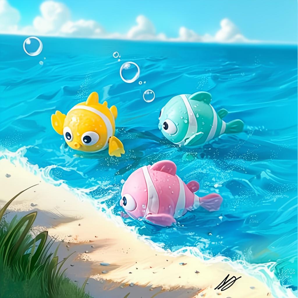 Children's Water Toys, Clownfish Can Move And Run, Children's Educational Toys, With Clockwork, Children's Bath Toys,Let Your Child Enjoy Bath Time