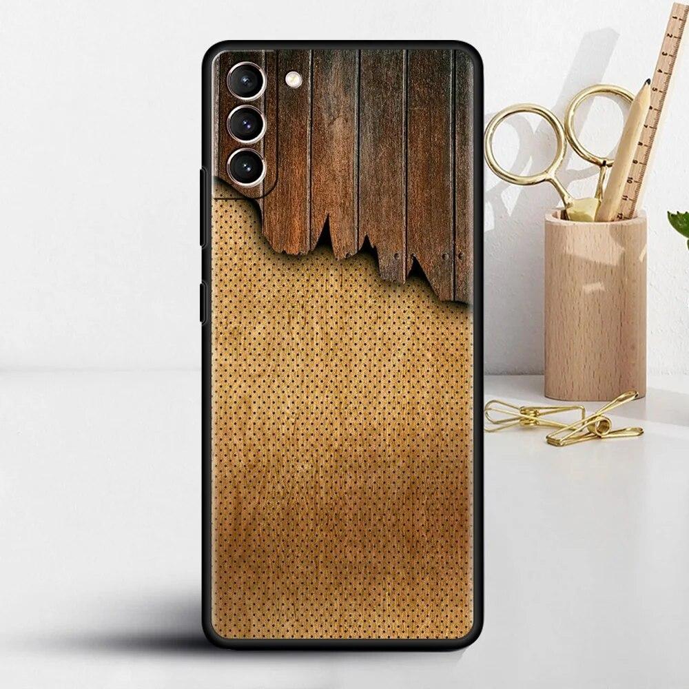 Geschnitzte Holzhülle für Samsung Galaxy S22 S20 FE S21 S23 Plus S10 Lite S9 S8 S10e Note 20 10 Lite Silikon-Handyhülle
