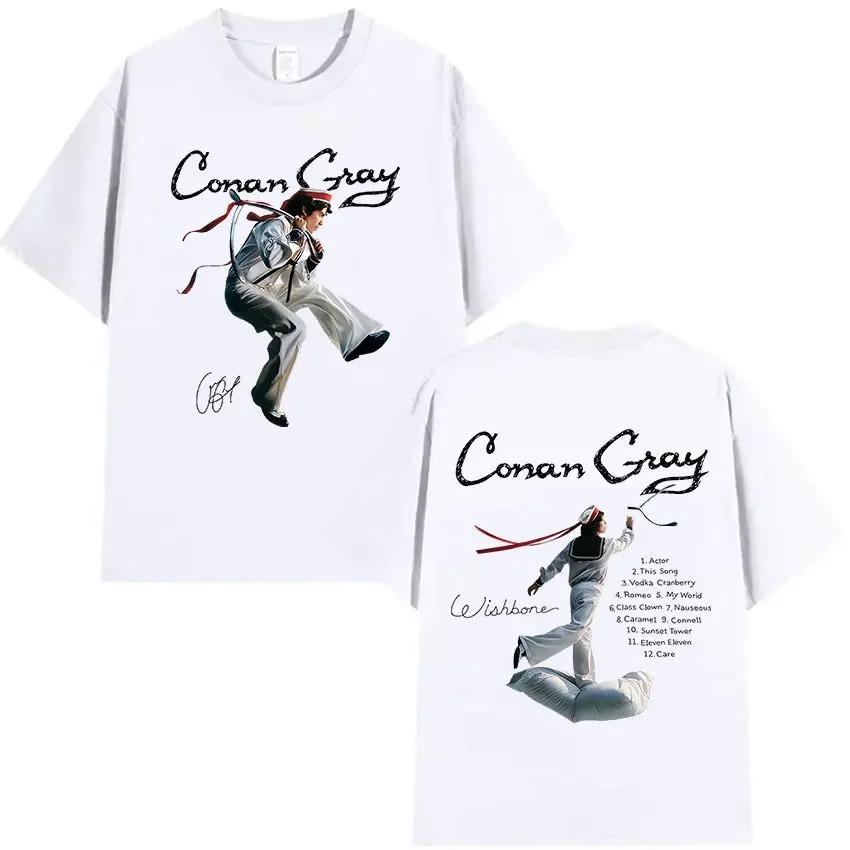 Conan Gray Wishbone World Tour 2026 T Shirt Men's Vintage High Quality Fashion T-shirts Man Hip Hop Short Sleeve Cotton T-shirt