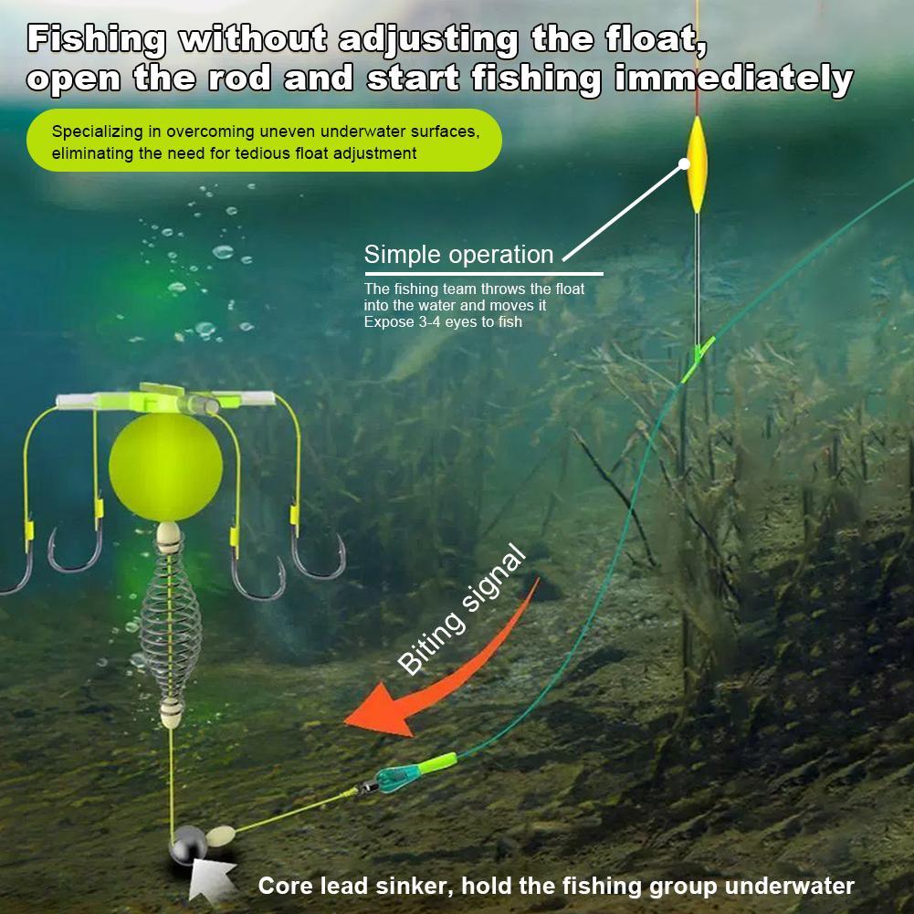 Trap Fishing Hook String Hook Fishing Bait Cage Fishing Set Line Group Feeder Sinker Float Anti Winding Fishing Spring Bait Cage