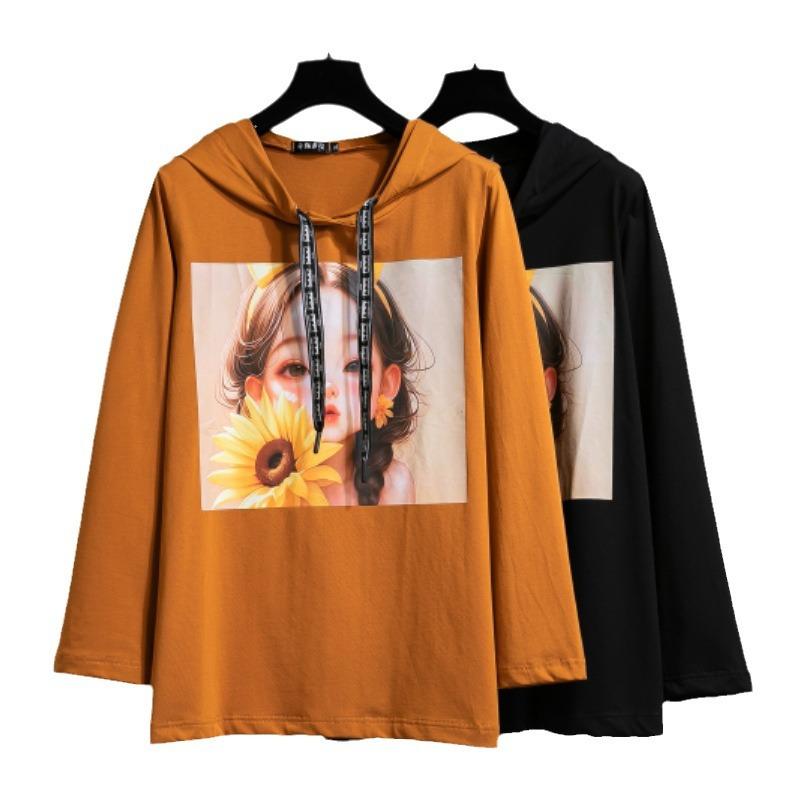 Autumn Hoodie Women's Plus Size Long Sleeve Pullover Casual Bottom Shirt