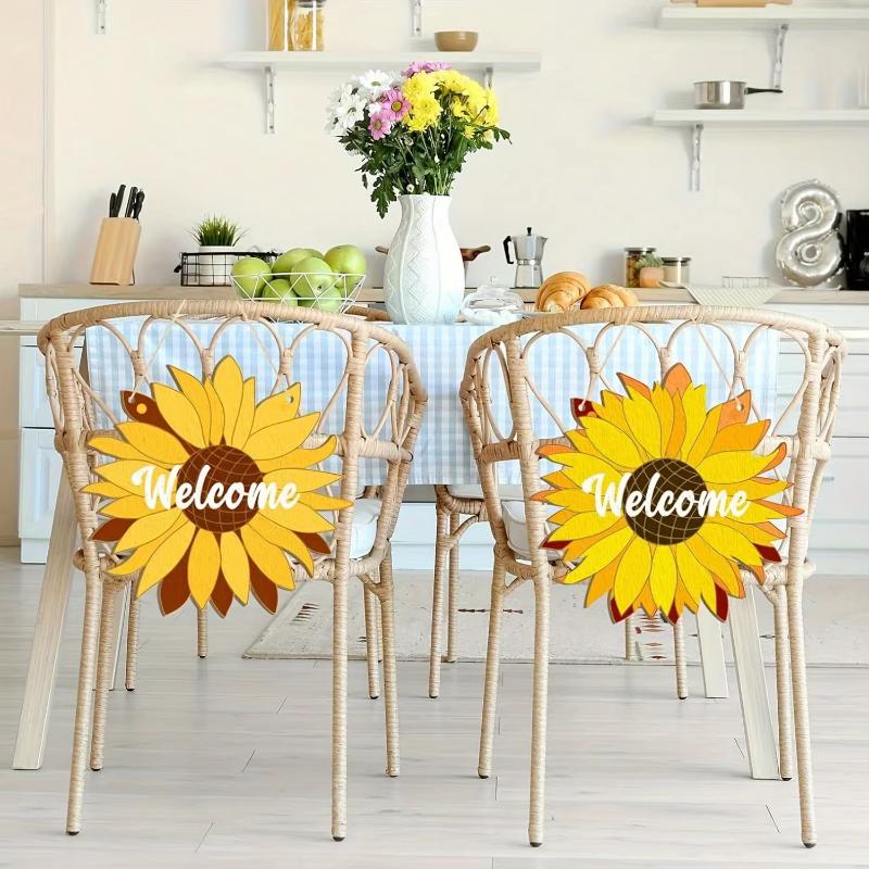 6/12pcs Diy Sunflower Wooden Set Large Paintable Wreath And Welcome Sign Blank Wooden Art Supplies Suitable For Gift Giving