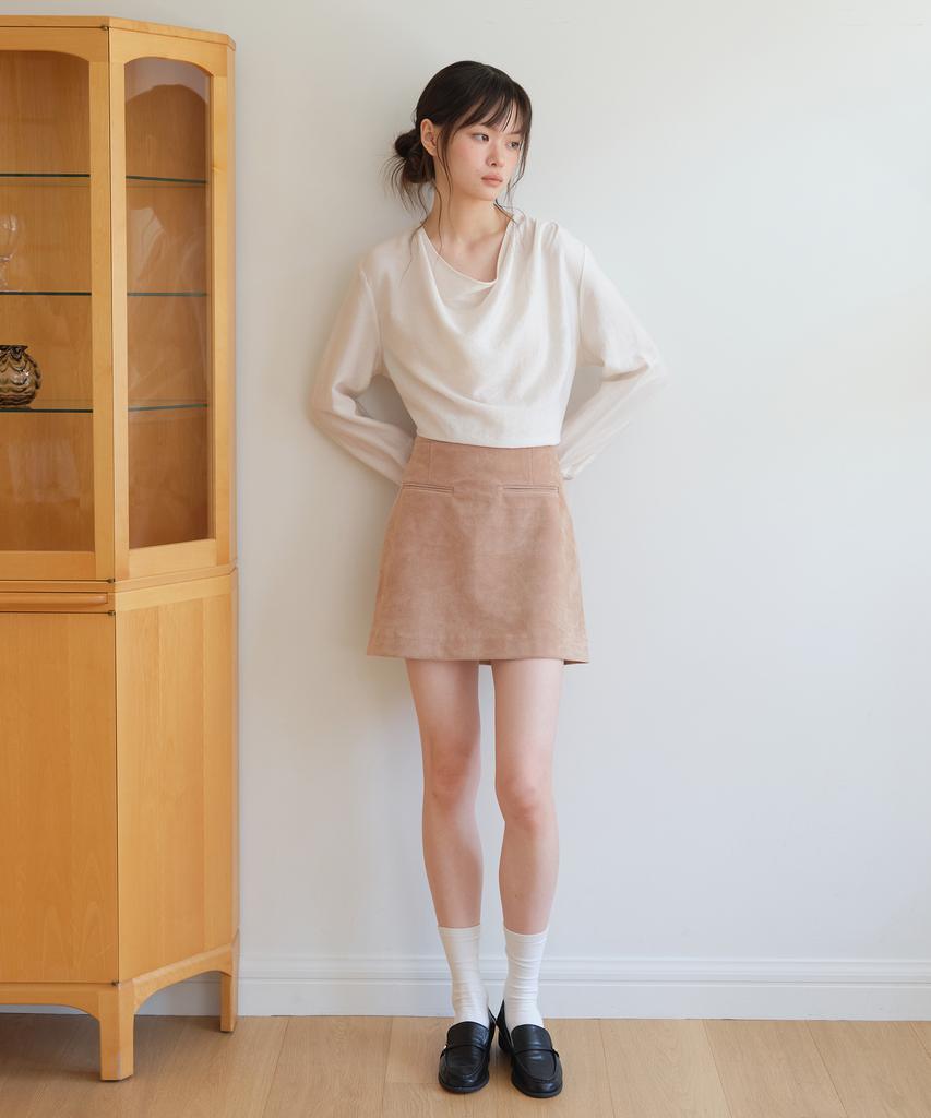 Yeoppe Suede Pocket Skirt_Beige
