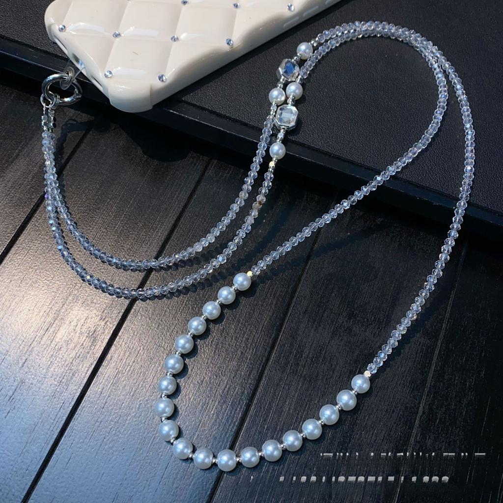 Crossbody Handykette Strass Zirkon Perlen Lange Hängekette Crossbody Tasche Handyhülle Lanyard Ins Kristall