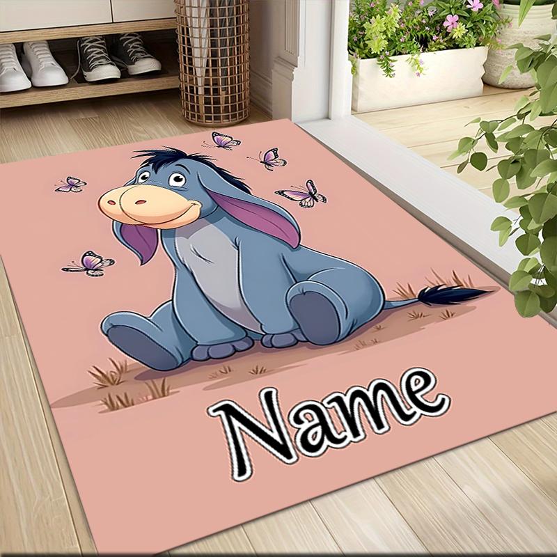 Custom Name Eeyore's Butterfly Adventure Carpet Rug Customizable Soft Washable Anti-Slip Home Living Room Sofa Mats Personalized Rug. 0909426
