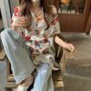 Retro Printed Women's Short Sleeved Shirts Loose Fashionable Versatile Bloues Korean Minimalist Ladies Clothing