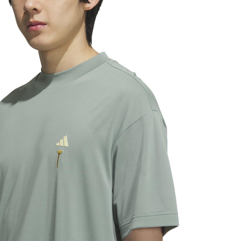 Golf HEAT Back Graphic Mock Neck Short Sleeve Shirt Silver Green [Adidas Golf] .RDY